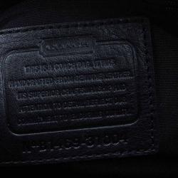 Pre Owned Coach Black/Blue Woven Embossed Leather Preston Satchel