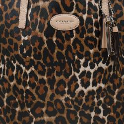 Coach Brown Leopard Print Coated Canvas Metro Ocelot Tote
