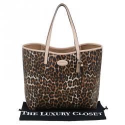 Coach Brown Leopard Print Coated Canvas Metro Ocelot Tote