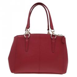 Pre Owned Coach Red Leather Stanton Top Handle Bag