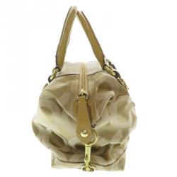Pre Owned Coach Beige Monogram Canvas Sabrina Satchel