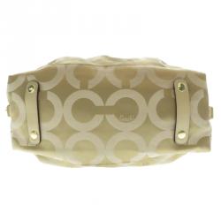 Pre Owned Coach Beige Monogram Canvas Sabrina Satchel