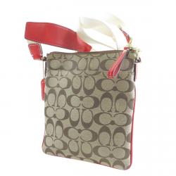 Pre Owned Coach Signature Canvas/Patent Leather Shoulder Bag