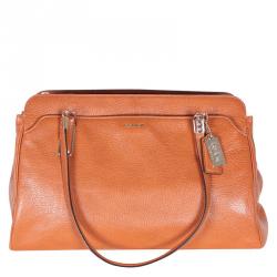Coach Tan Pebbled Leather Satchel Bag