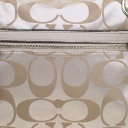 Pre Owned Coach Beige Fabric Signature Glam Tote