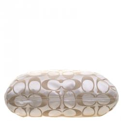 Pre Owned Coach Beige Fabric Signature Glam Tote