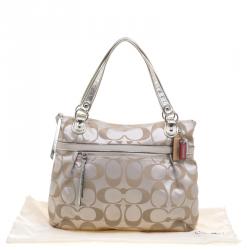 Pre Owned Coach Beige Fabric Signature Glam Tote