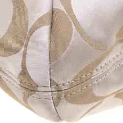 Pre Owned Coach Beige Fabric Signature Glam Tote