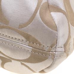 Pre Owned Coach Beige Fabric Signature Glam Tote