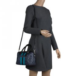 Coach Blue/Black Varsity Stripe Coated Canvas Mini Bennett Satchel