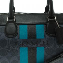 Coach Blue/Black Varsity Stripe Coated Canvas Mini Bennett Satchel