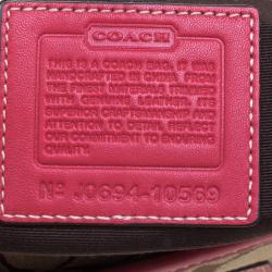 Coach Pink Leather and Canvas Signature Crossbody Bag