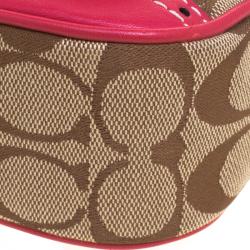 Coach Pink Leather and Canvas Signature Crossbody Bag