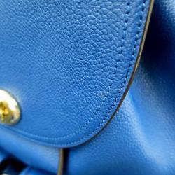 Pre Owned Coach Blue Refined Pebble Leather Turnlock Tie Rucksack Backpack