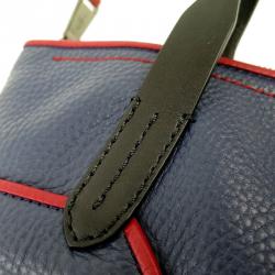 Pre Owned Cole Haan Red/Blue Pebbled Leather Tassel Shopper Tote