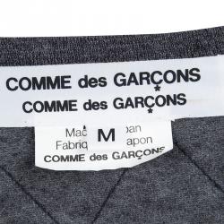 Pre Owned Comme des Garcons Grey Wool Quilted Scallop Hem Detail Top M