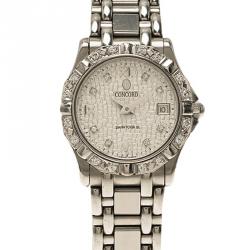 Concord Silver Stainless Steel Diamond Saratoga Women's Wristwatch 24MM