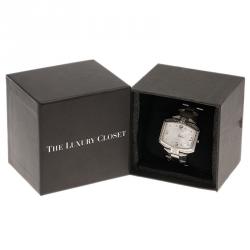 Concord Silver Stainless Steel La Scala Tonneau Horizontal Diamonds Women's Wristwatch 38MM