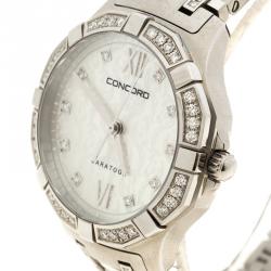 Concord Mother of Pearl Diamond & Stainless Steel Saratoga Women's Wristwatch 31MM