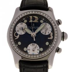 Pre Owned Corum Black Stainless Steel Diamond Bubble Women's Wristwatch 34MM