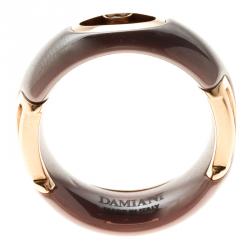 Damiani D.Icon Cappuccino Ceramic 18k Rose Gold Ring Size 51