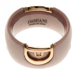 Damiani D.Icon Cappuccino Ceramic 18k Rose Gold Ring Size 51