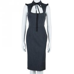 Pre Owned D&G Grey Peter Pan Collar Dress M