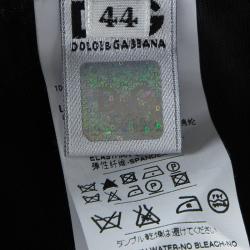 Pre Owned D&G Black Silk Embellished Fringed Scallop Lace Trim Detail Strapless Dress M