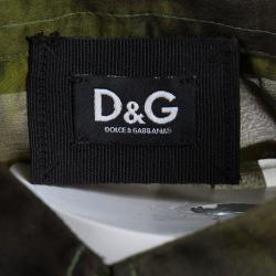 Pre Owned D&G Green Tie-Dye Printed Silk Ruffle Detail Blouse S