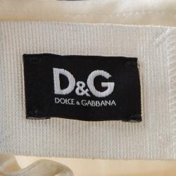 Pre Owned D&G Cream Silk Contrast Pintuck Detail Long Sleeve Shirt S