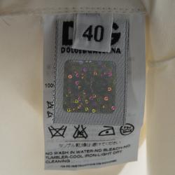 Pre Owned D&G Cream Silk Contrast Pintuck Detail Long Sleeve Shirt S