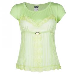 Pre Owned D&G Light Green Lace Insert Short Sleeve Top M