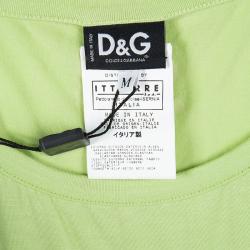 Pre Owned D&G Light Green Lace Insert Short Sleeve Top M