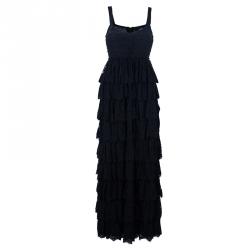 D and G Ruffle Tiered Lace Maxi Gown S