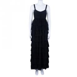 D and G Ruffle Tiered Lace Maxi Gown S