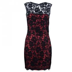 D and G Red Black Lace Fitted Dress M