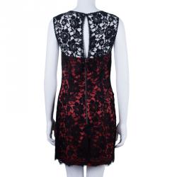 D and G Red Black Lace Fitted Dress M