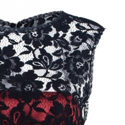 D and G Red Black Lace Fitted Dress M