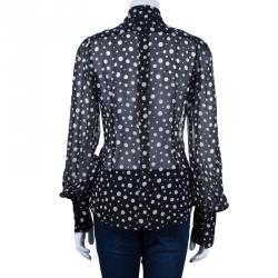 Pre Owned D&G Black Polka Dot Neck-Tie Top M