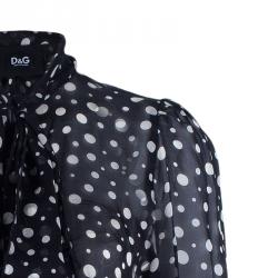 Pre Owned D&G Black Polka Dot Neck-Tie Top M