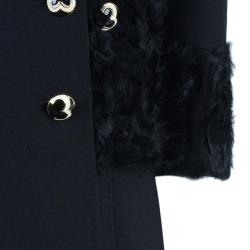 Pre Owned D and G Black Leather And Fur Trimming Coat S