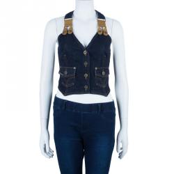 D and G Denim Halterneck Top M