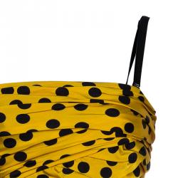 Pre Owned D&G Yellow Polka-dot Ruched Dress M