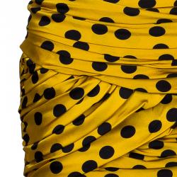 Pre Owned D&G Yellow Polka-dot Ruched Dress M