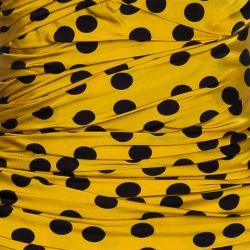 Pre Owned D&G Yellow Polka-dot Ruched Dress M
