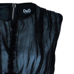 Pre Owned D&G Black Gathered Silk Detail Shift Dress M