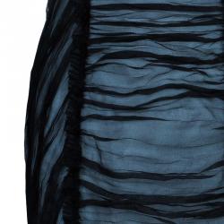 Pre Owned D&G Black Gathered Silk Detail Shift Dress M