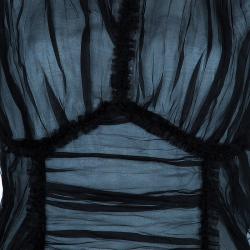 Pre Owned D&G Black Gathered Silk Detail Shift Dress M