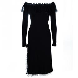 D and G Black Cotton and Lace Dress S