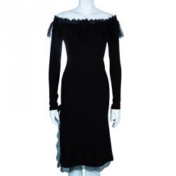 D and G Black Cotton and Lace Dress S
